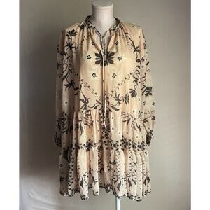 H & M Baby Doll Black and brown Floral Dress. Size Small. Oversized.